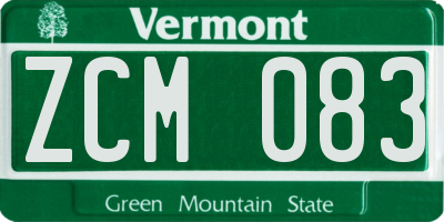 VT license plate ZCM083