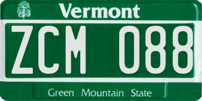 VT license plate ZCM088