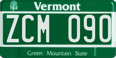 VT license plate ZCM090