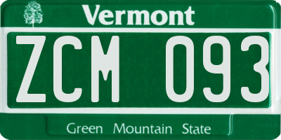 VT license plate ZCM093