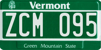 VT license plate ZCM095