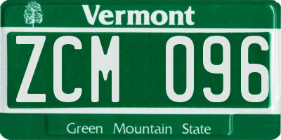 VT license plate ZCM096