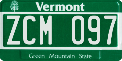 VT license plate ZCM097