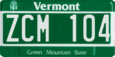 VT license plate ZCM104