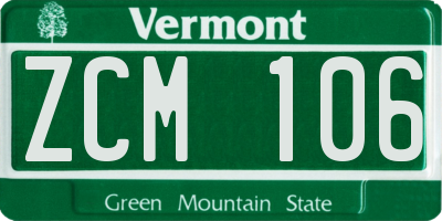 VT license plate ZCM106