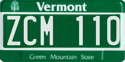 VT license plate ZCM110