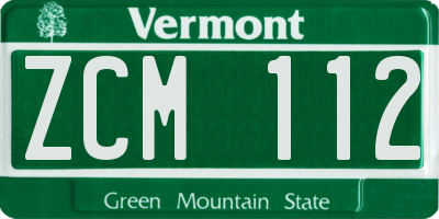 VT license plate ZCM112