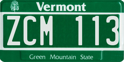 VT license plate ZCM113