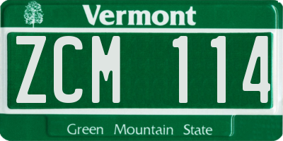 VT license plate ZCM114