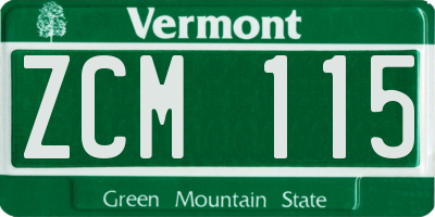 VT license plate ZCM115