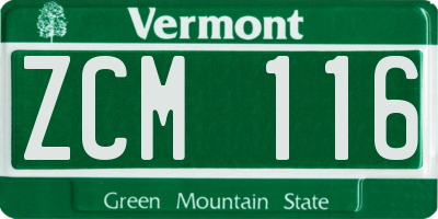 VT license plate ZCM116