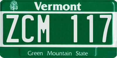 VT license plate ZCM117