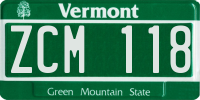 VT license plate ZCM118
