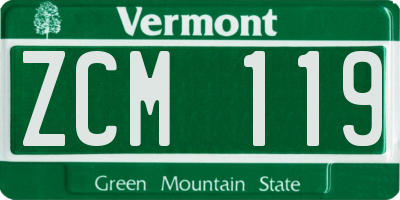 VT license plate ZCM119