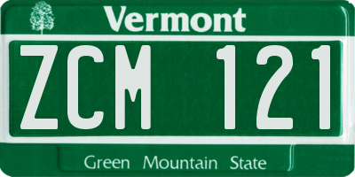 VT license plate ZCM121