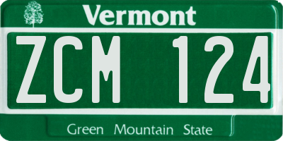 VT license plate ZCM124
