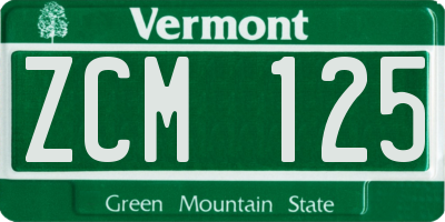 VT license plate ZCM125