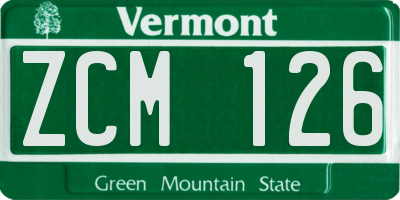 VT license plate ZCM126