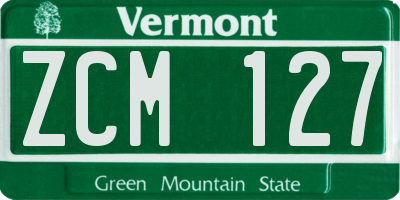 VT license plate ZCM127