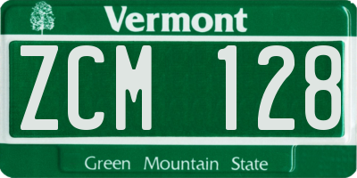 VT license plate ZCM128