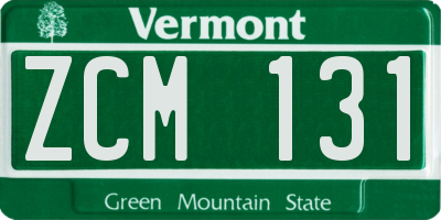 VT license plate ZCM131