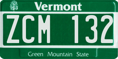 VT license plate ZCM132