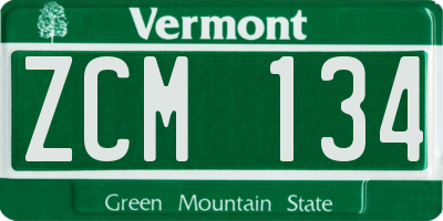 VT license plate ZCM134