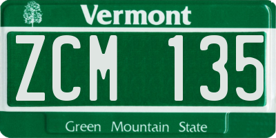 VT license plate ZCM135
