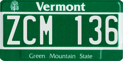 VT license plate ZCM136