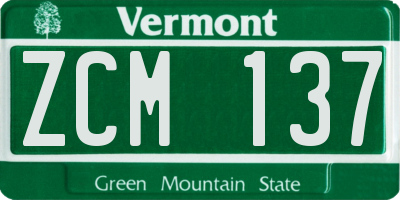 VT license plate ZCM137