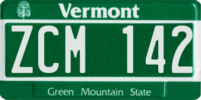 VT license plate ZCM142