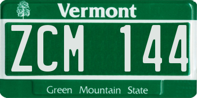 VT license plate ZCM144