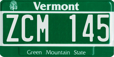 VT license plate ZCM145