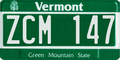 VT license plate ZCM147