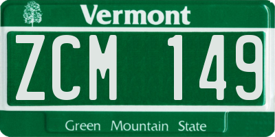 VT license plate ZCM149