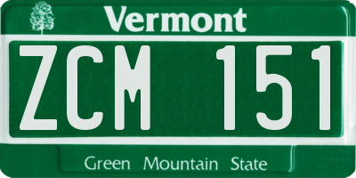 VT license plate ZCM151