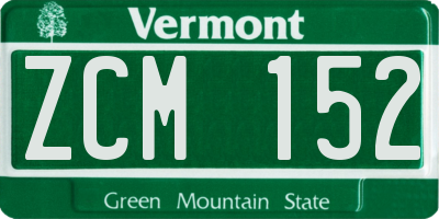 VT license plate ZCM152