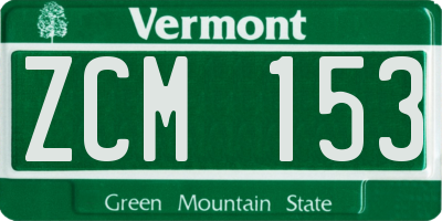VT license plate ZCM153