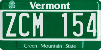 VT license plate ZCM154