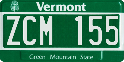 VT license plate ZCM155