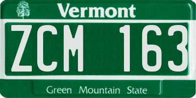 VT license plate ZCM163