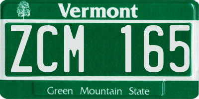 VT license plate ZCM165