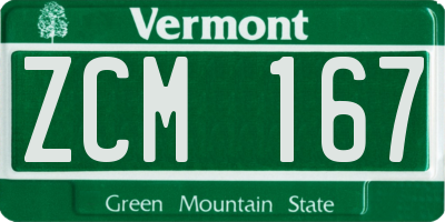 VT license plate ZCM167