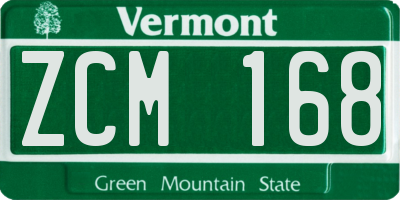 VT license plate ZCM168