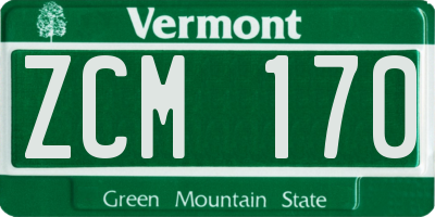 VT license plate ZCM170