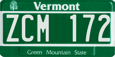 VT license plate ZCM172