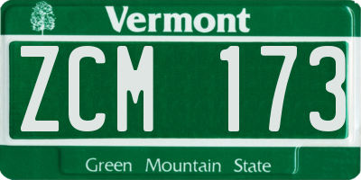 VT license plate ZCM173