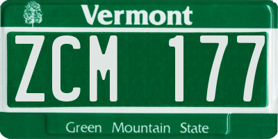 VT license plate ZCM177