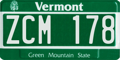 VT license plate ZCM178