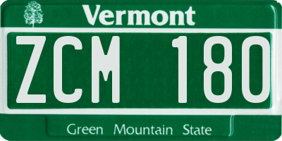VT license plate ZCM180